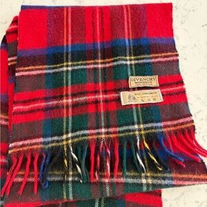 Givenchy Vibrant Red and Green Tartan Scarf